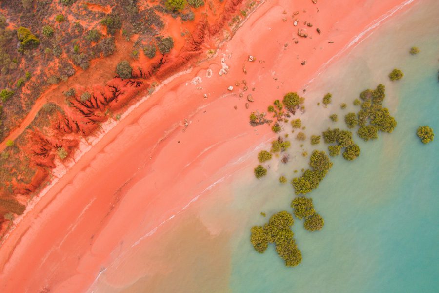 A pink sandy beach