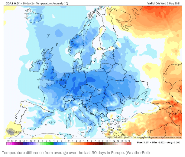 Europe temps April 21